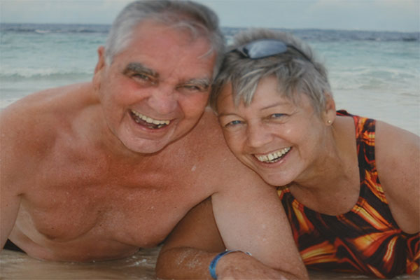 Reverend Susan Wiggins, pictured, with her late husband.