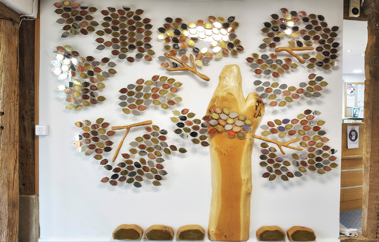 The memory tree in the reception at the hospice. 